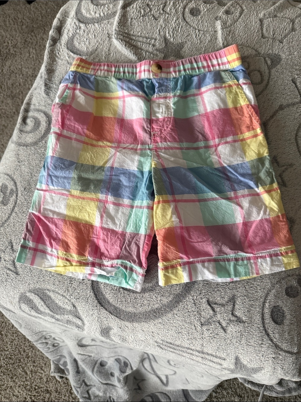 Pastel Plaid Cotton Shorts - Multicolor